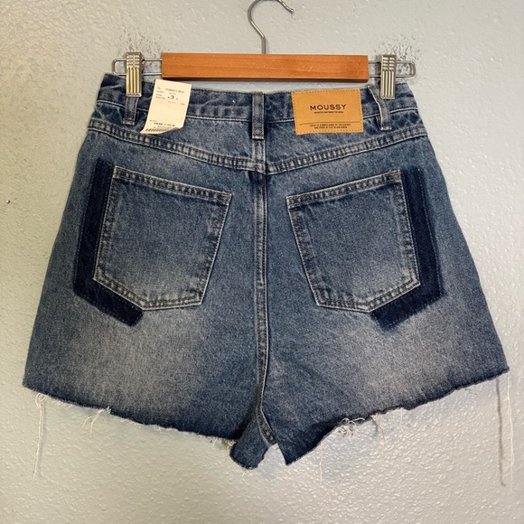 NWT Moussy‎ Women's Blue Cut Off Jean Shorts Distressed Raw Hem Denim 28 Boho - Picture 7 of 11